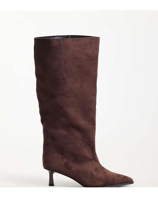 Public Desire Brown Lola Kitten Heel Knee Boots