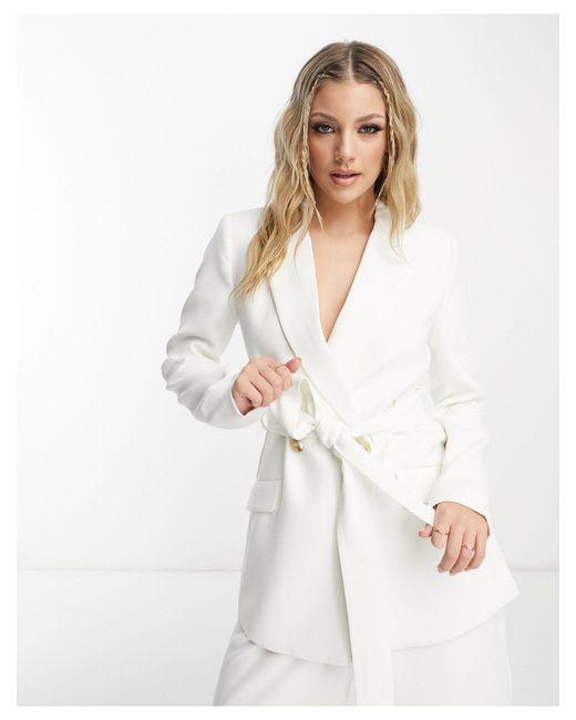 Forever New Blazer With Tie Belt in White Lyst UK