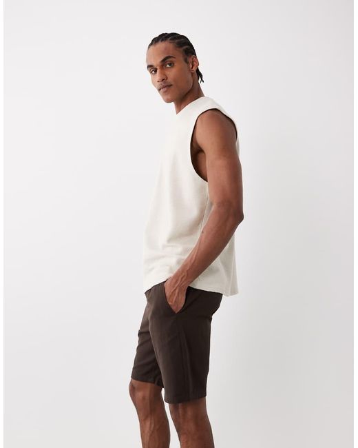 Only & Sons Natural Linen Mix Tie Waist Shorts for men