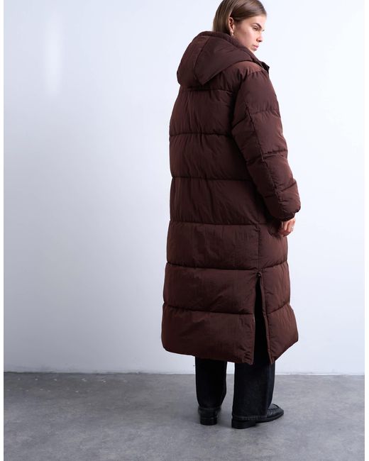 TOPSHOP Red Longline Techy Puffer Jacket