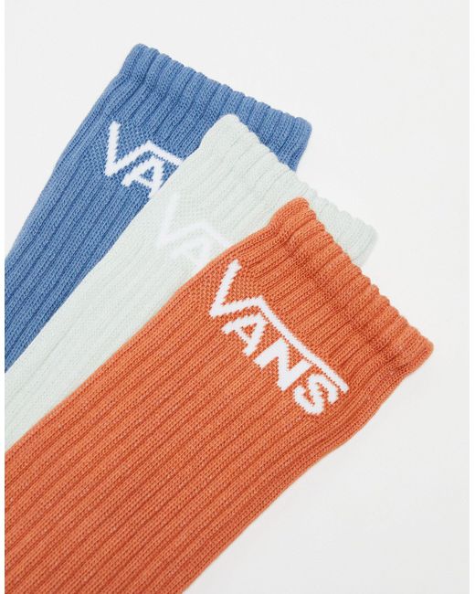 Confezione da 3 paia di calzini classici blu, arancioni e chiaro di Vans in Blue da Uomo