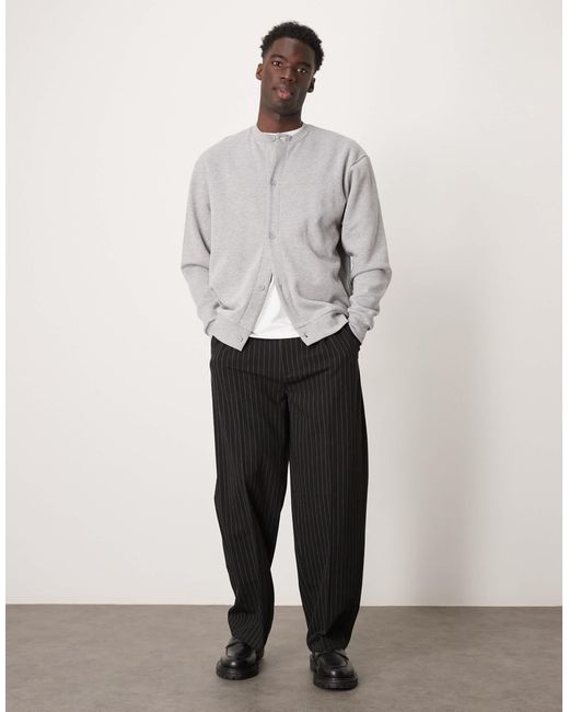 ASOS Gray Oversized Jersey Cardigan Button Through for men