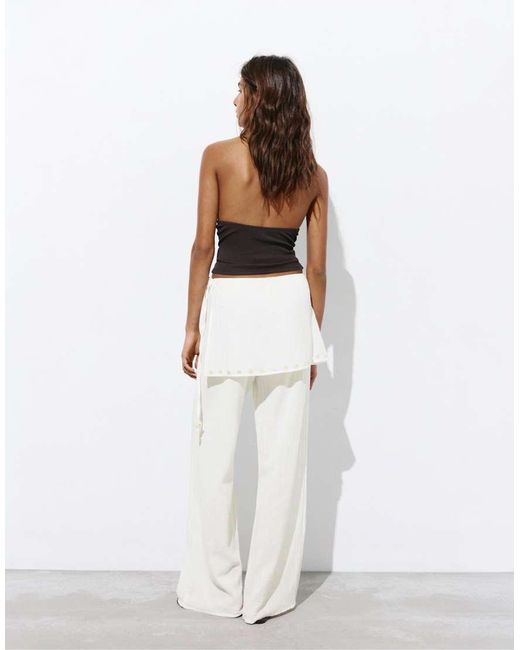 Pull&Bear White Flowy Sarong Trousers