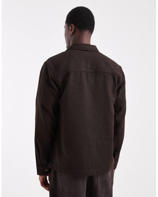 ASOS Black Wool Look Overshirt for men