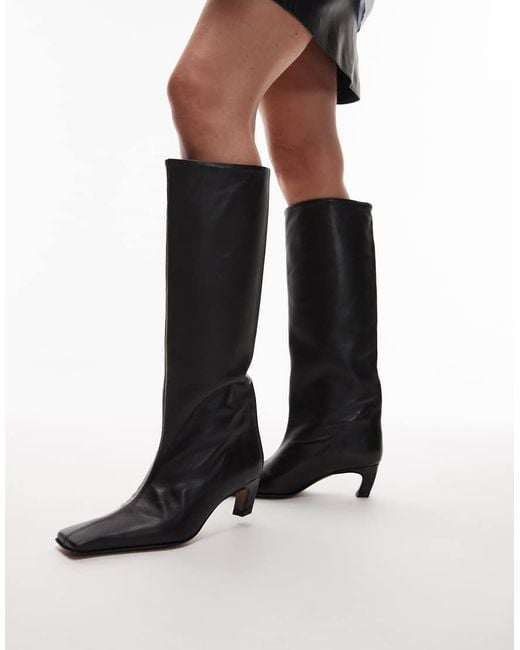 ASOS Black Candace Premium Pull On Chisel Toe Knee Boots