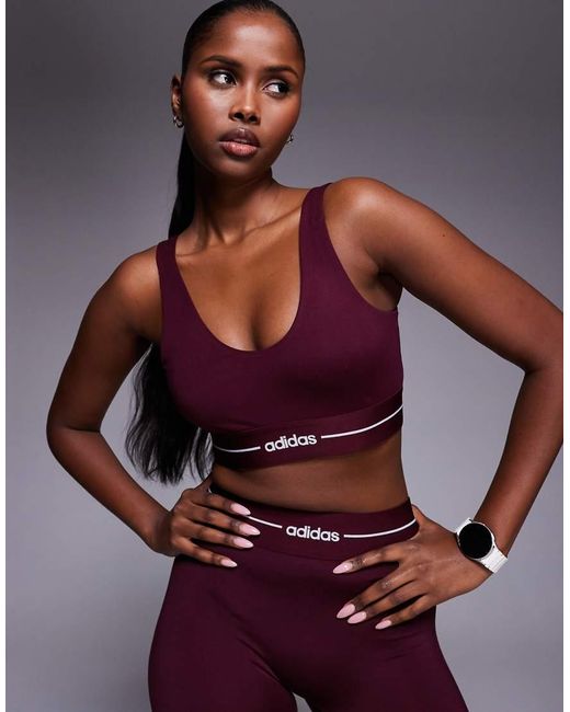 Adidas Originals Gray Adidas Training Hyperglam Linear Low Support Sports Bra