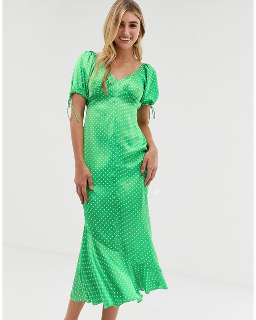 green midi tea dress