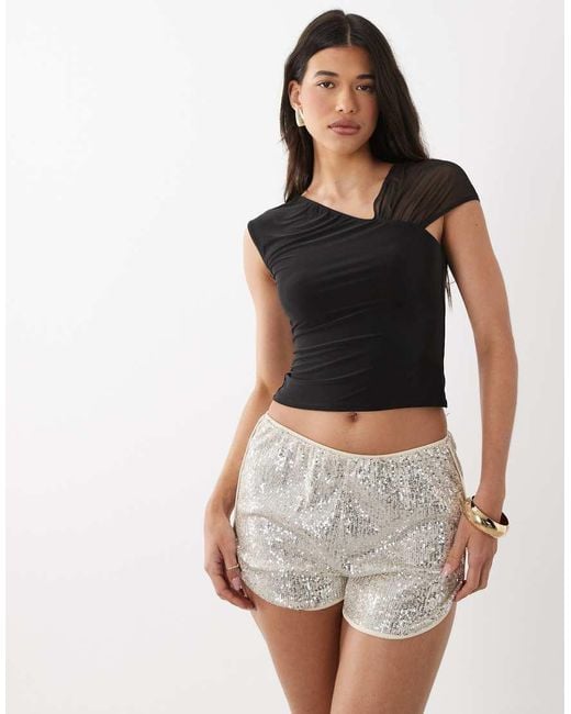 ASOS White Sequin Runner Short