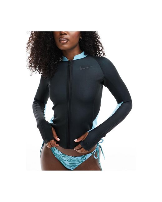 Nike Black Fusion Open Swimming Reversible Long Sleeve Zip Top
