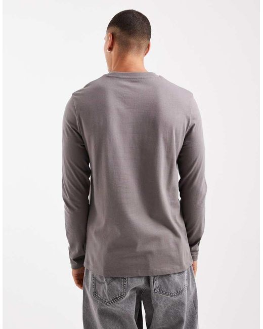 ASOS Gray Essentials Regular Fit Long Sleeve T-shirt for men