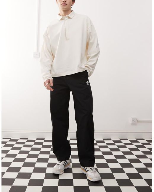 Adidas Originals White Trefoil Essentials Chino Trousers for men