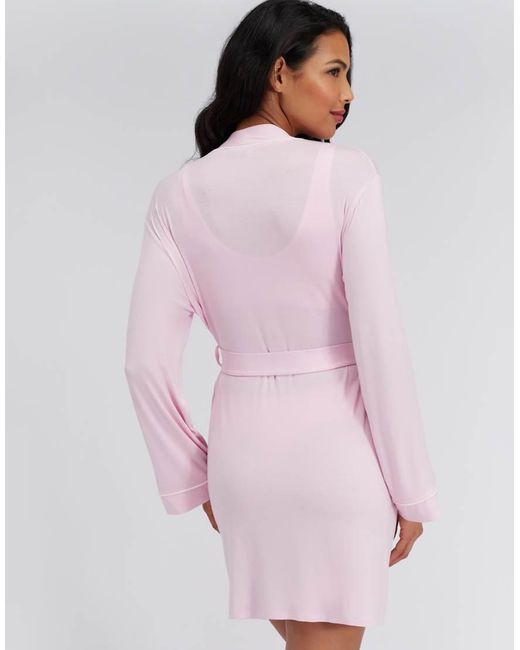 Boux Avenue Pink Piping Modal Short Robe With Internal Tie Comfy Loungewear