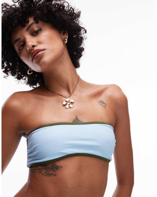 TOPSHOP White La Bandeau Bikini Top