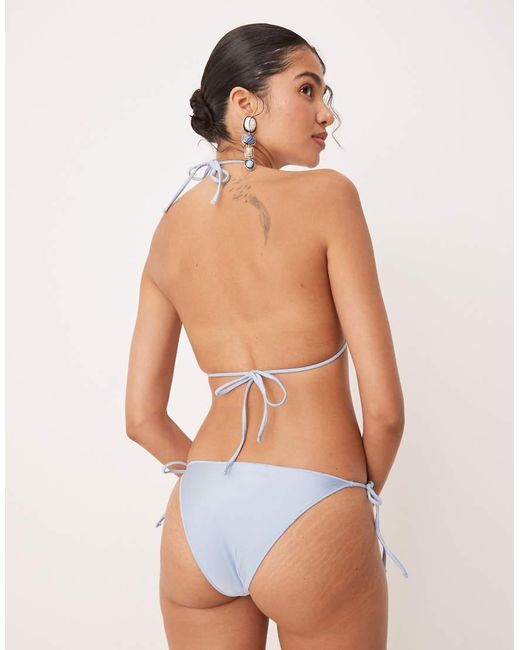 Mango Bikinibroekje Met Siersteentjes En Gestrikte Zijkanten in het Blue