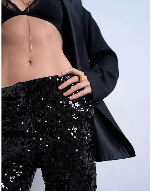 TOPSHOP Gray Sequin Tailored Trouser