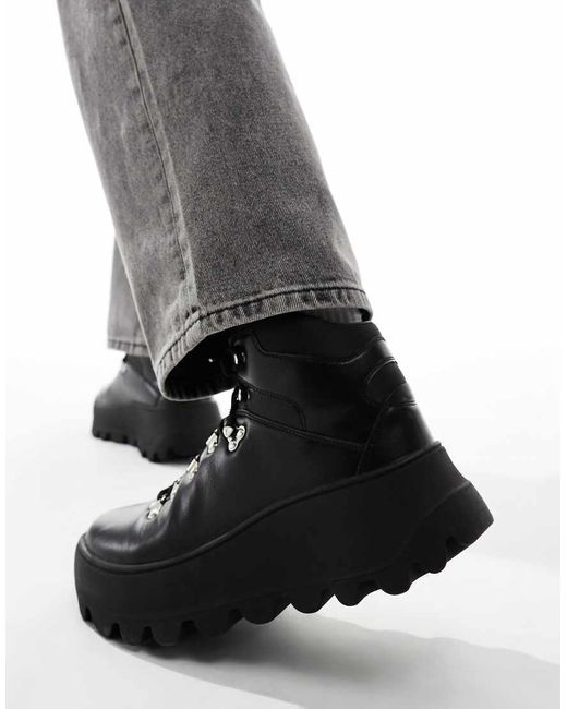 Scarponcini Da Trekking Stringati Neri Con Suola Spessa di ASOS in Gray da Uomo
