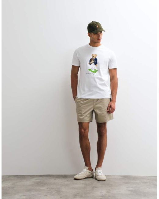 Polo Ralph Lauren White Wimbledon Capsule Classic Bear Print T-Shirt for men