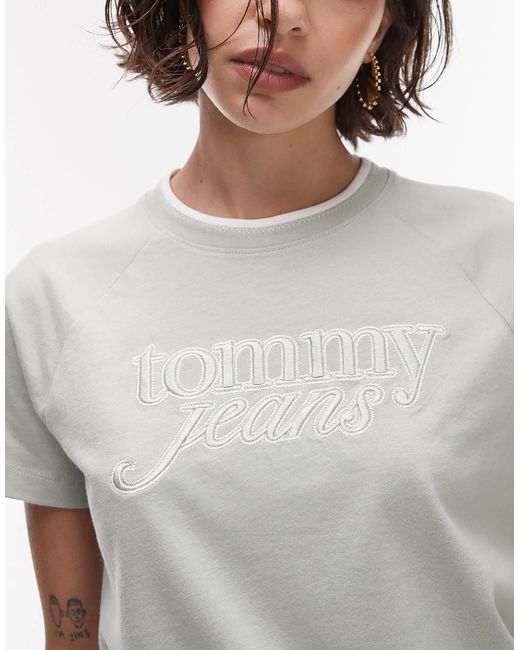 Tommy Hilfiger Gray Large Embroidered Logo T-shirt