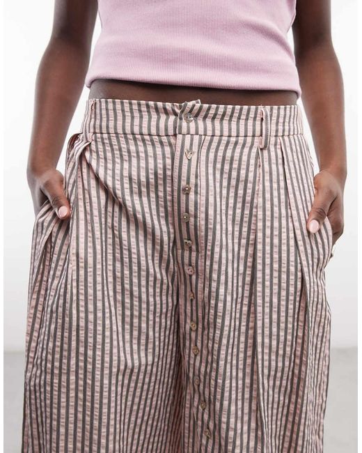 Daisy Street Multicolor Asymmetric Placket Wide Leg Pants