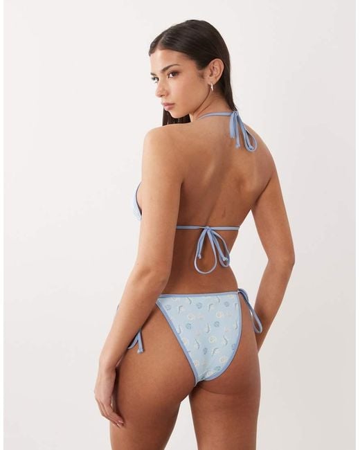 South Beach White Shell Print Triangle Bikini Top