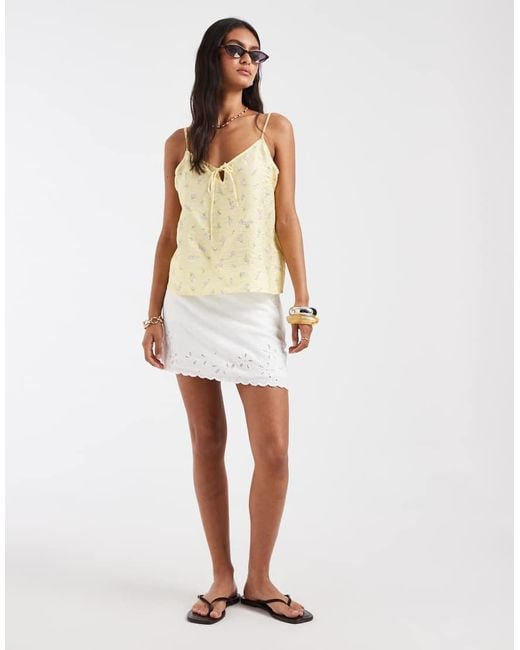 Pieces Natural Tie Front Cami Top