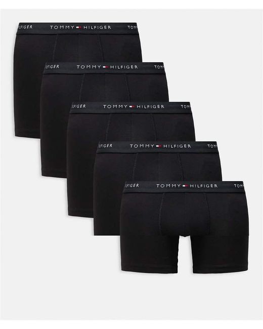 Tommy Hilfiger Black Signature Cotton 5 Pack Boxer Briefs for men