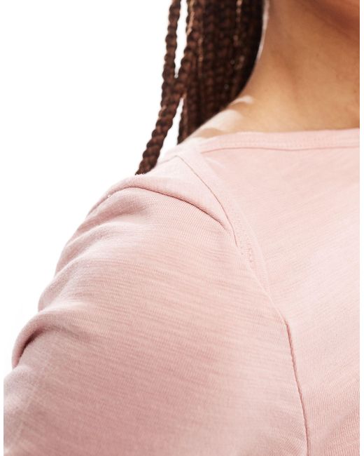 Motel Pink Ralda Curved Hem T-shirt