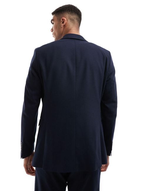 SELECTED Blue Wool Blend Slim Fit Suit Jacket for men