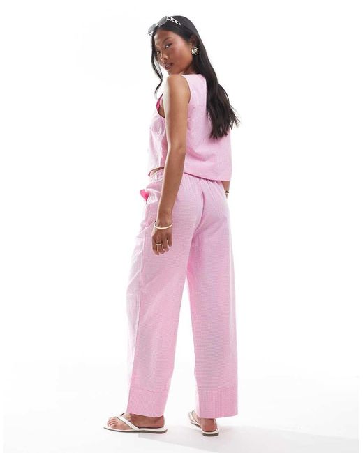 Only Petite Broek Met Wijde Pijpen En Boxerdetail in het Pink