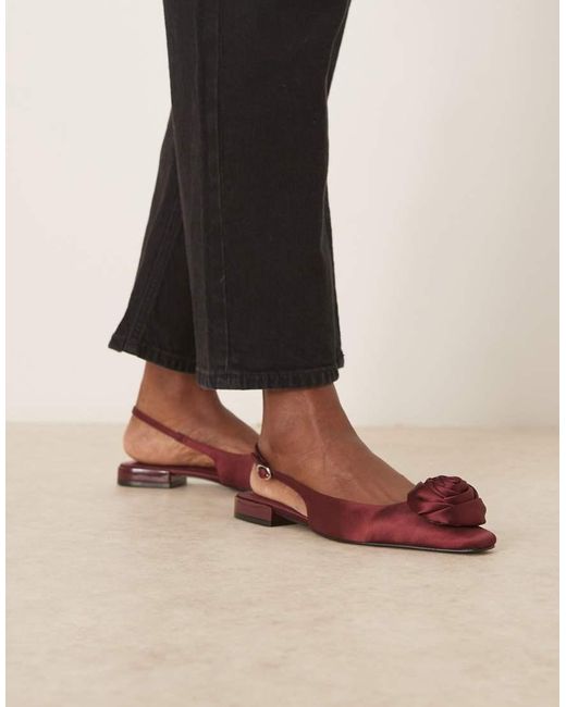ASOS Brown Lamas Corsage Chisel Toe Slingback Ballets