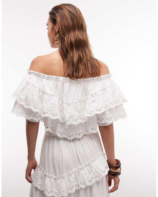ASOS White Cutwork Lace Detail Co-Ord Bandeau Top
