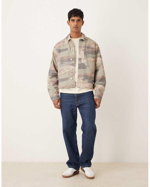 ASOS Oversized Boxy Overhemd Met Camoprint, Deel Van Co-Ord Set in het Natural voor heren