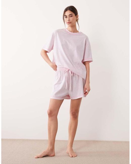 ASOS Pink Essentials Oversized Tee And Shorts Pyjama Set