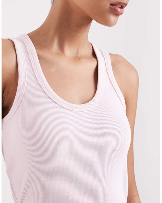 JJXX Pink Ribbed Vest With Scoop Neck