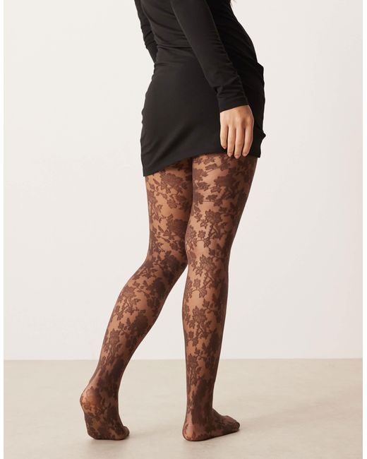 ASOS Black – strumpfhose aus floraler spitze