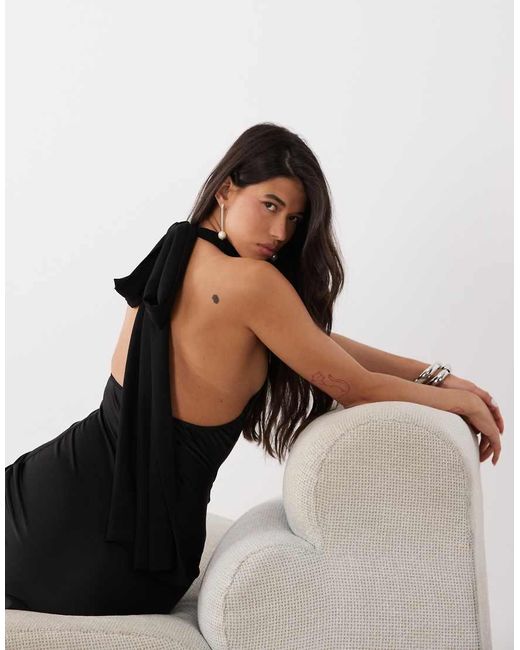 Gina Tricot Black Shawl Halterneck Maxi Dress