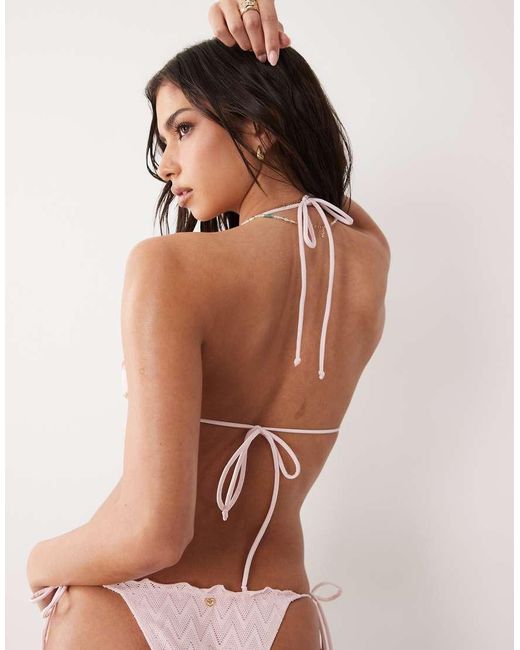 Candypants Brown Broderie Triangle Bikini Top