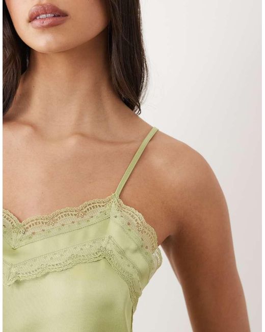 Gina Tricot Natural Satin Lace Singlet