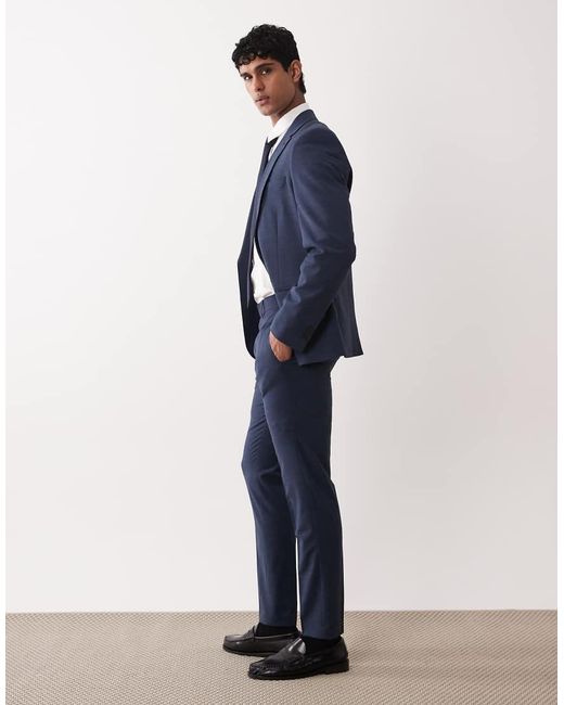 ASOS Blue Skinny Suit Trousers With Washable Wool for men