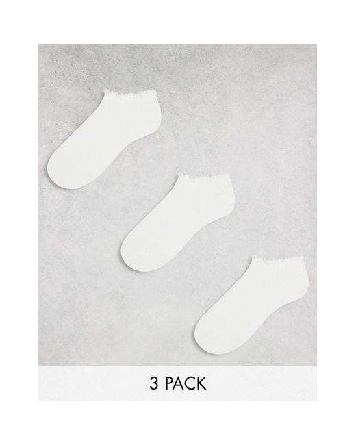 Monki White 3 Pack Frill Footsie Socks