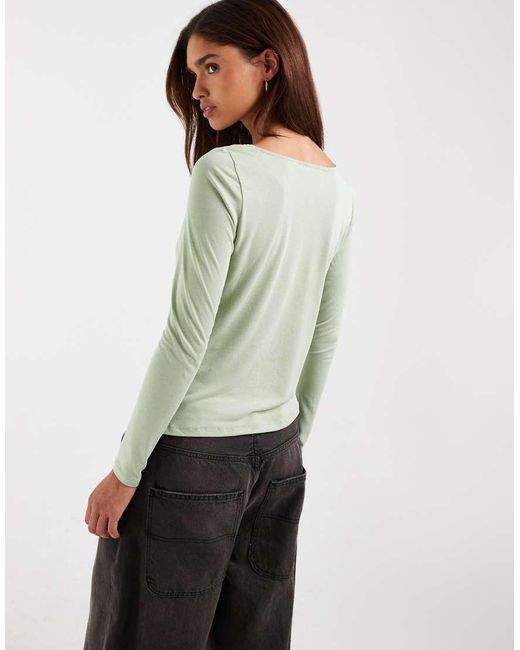 Aware Green Long Sleeved Cowl Neck Top