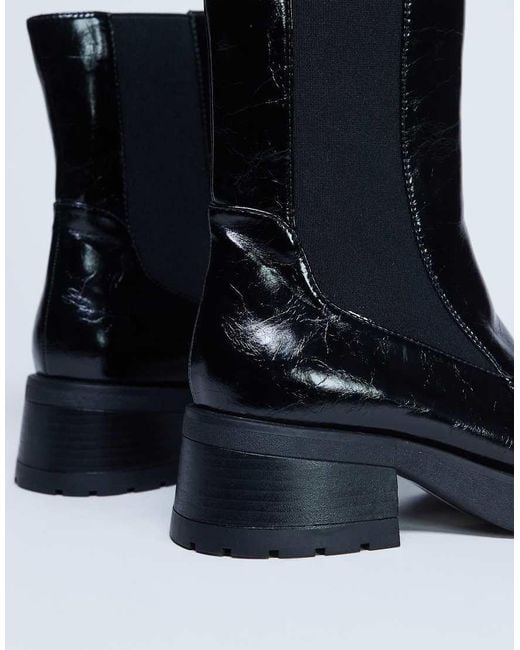 TOPSHOP Blue Narla Square Toe Chelsea Boot