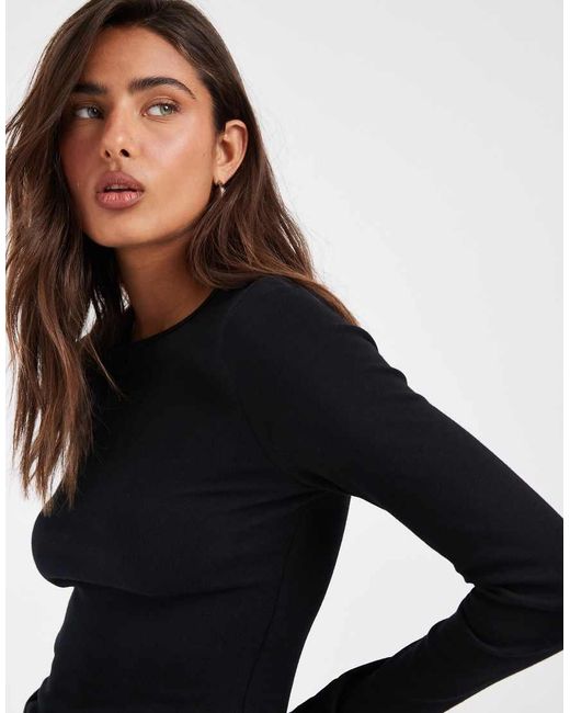 ASOS Black Fitted Long Sleeve Top