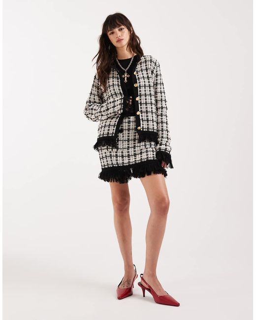 ASOS White Knitted Tweed Cardigan Co-ord