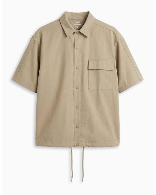 ASOS Natural Motionmaxtm Oversized Four Way Stretch Shirt for men