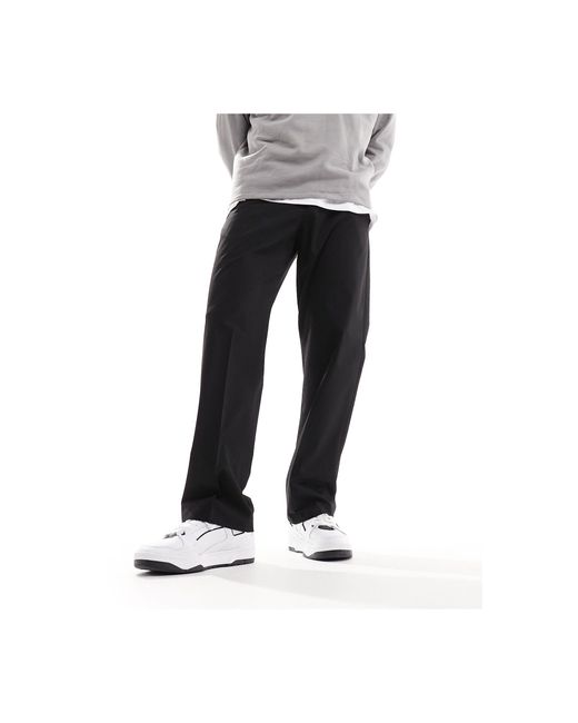 SELECTED Black Loose Fit Chinos for men