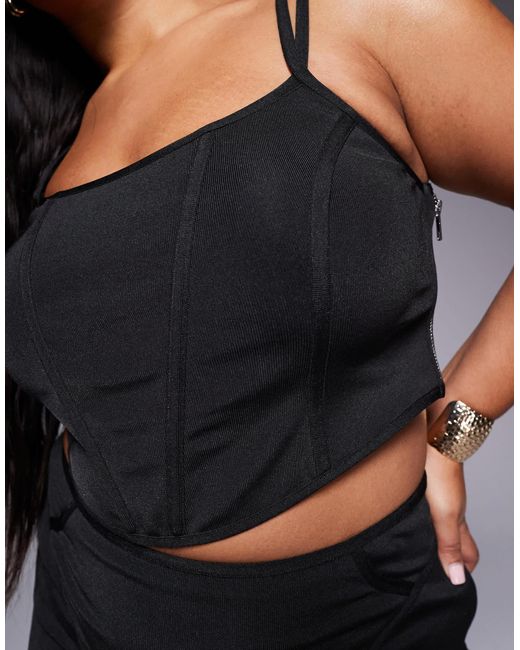 ASOS Black Asos Design Curve Co-Ord Bandage Corset Cami Top