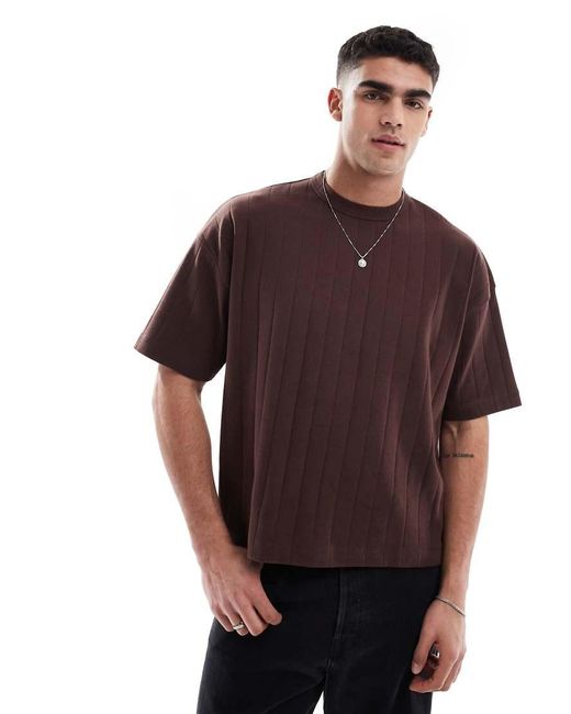 T-Shirt Oversize Squadrata A Coste Testurizzata di ASOS in Purple da Uomo