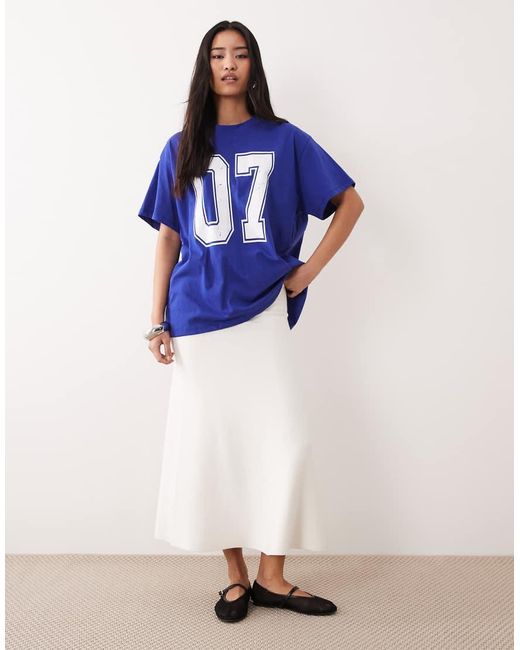 ASOS Blue Oversized T-shirt With Varsity Number