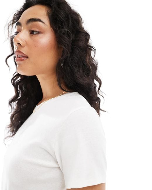 Monki Blue – knappes t-shirt